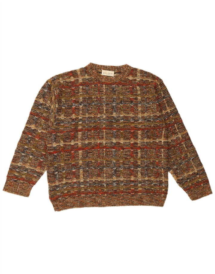 Gianni Sgarbi Herre Crew Neck Jumper Sweater IT 48 Mellem brun ternet uld