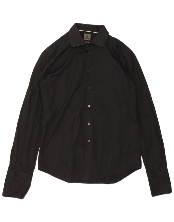Calvin Klein Herre Slim Fit Skjorte Str. 41 16 Stor Sort Stribet