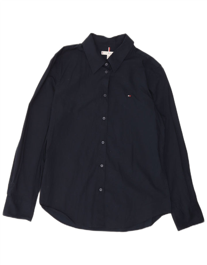 TOMMY HILFIGER Mens Oversized Shirt UK 10 Small Navy Blue Cotton