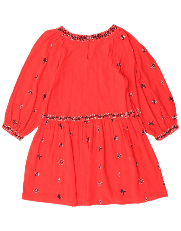 Oasis Kvinders 3/4-ærmede Tiered Dress UK 6 XS Red Floral Bomuld