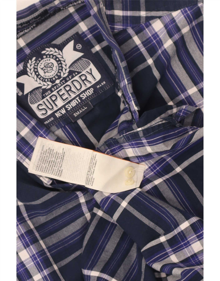 Superdry herreskjorte lille marineblå ternet bomuld
