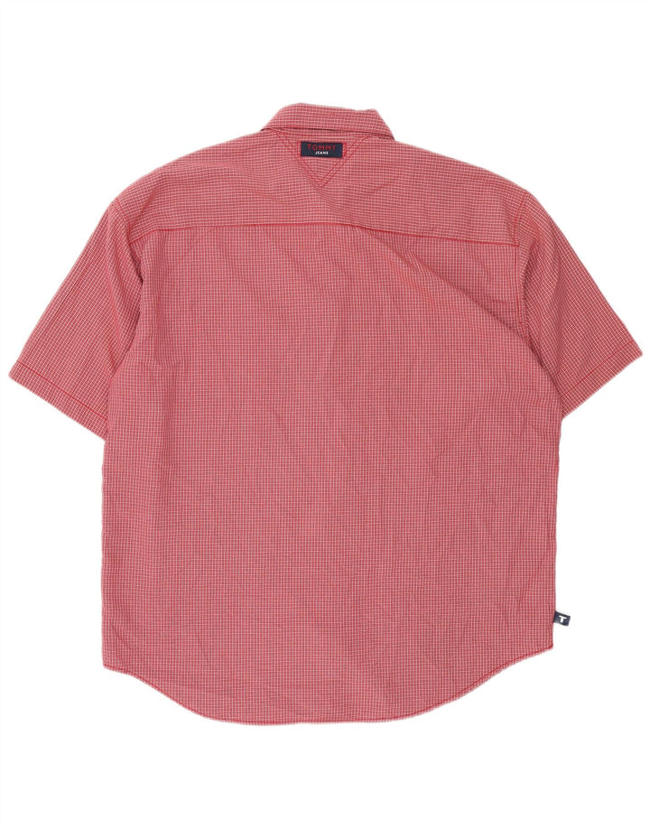 Tommy Hilfiger Kortærmet Herreskjorte XL Rød Gingham Polyester
