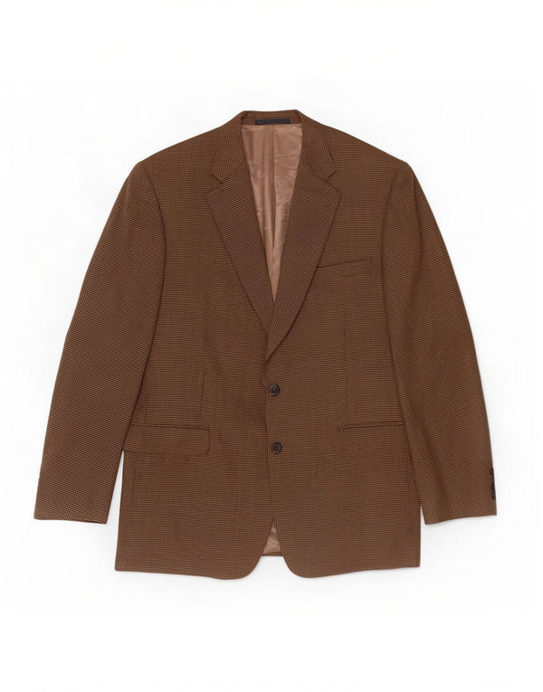 Burberry Herre 2-knaps blazerjakke UK 44 Stor Brun Houndstooth Uld
