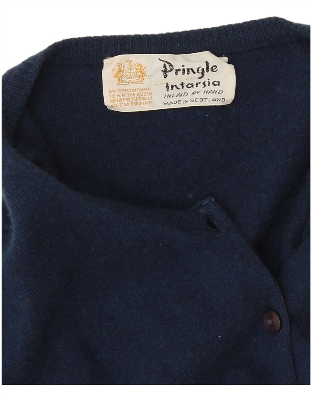 Pringle Dame Cardigan Sweater UK 14 Medium Navy Blue Argyle/Diamond