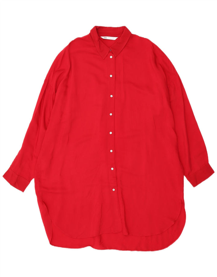 Zara Oversized skjortekjole til kvinder UK 18 XL Rød