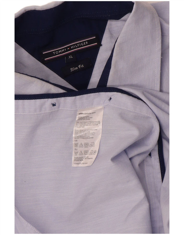 Tommy Hilfiger herre Slim Fit skjorte XL blå bomuld