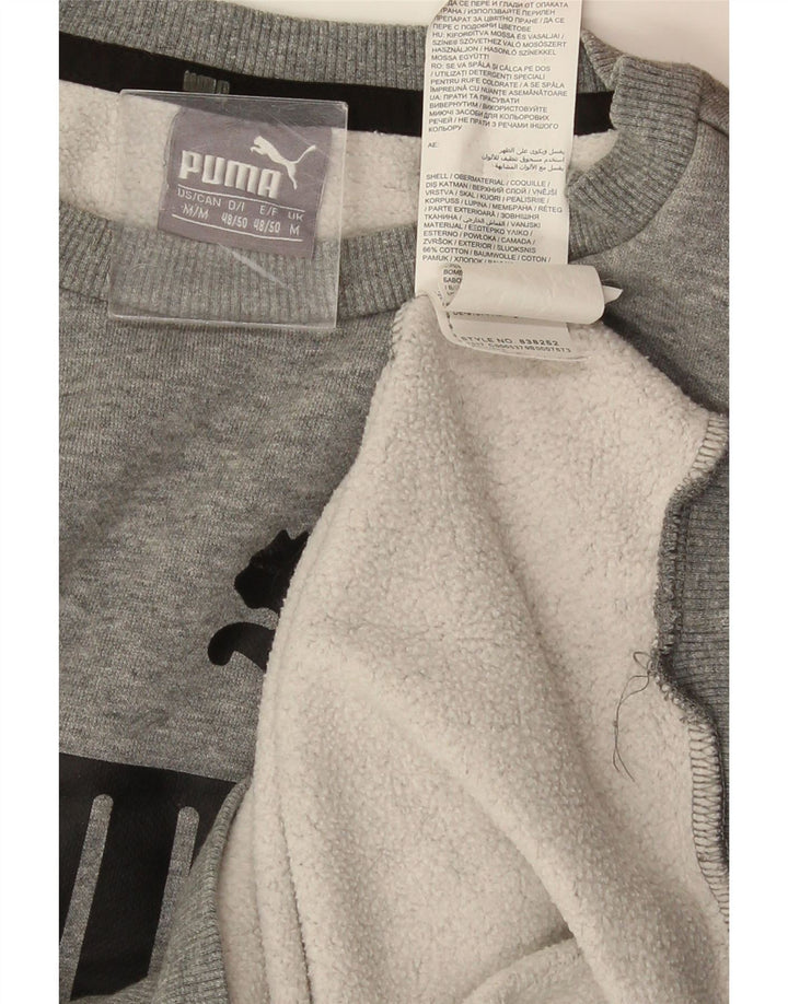 PUMA grafisk sweatshirt til mænd mellemgrå flækket bomuld