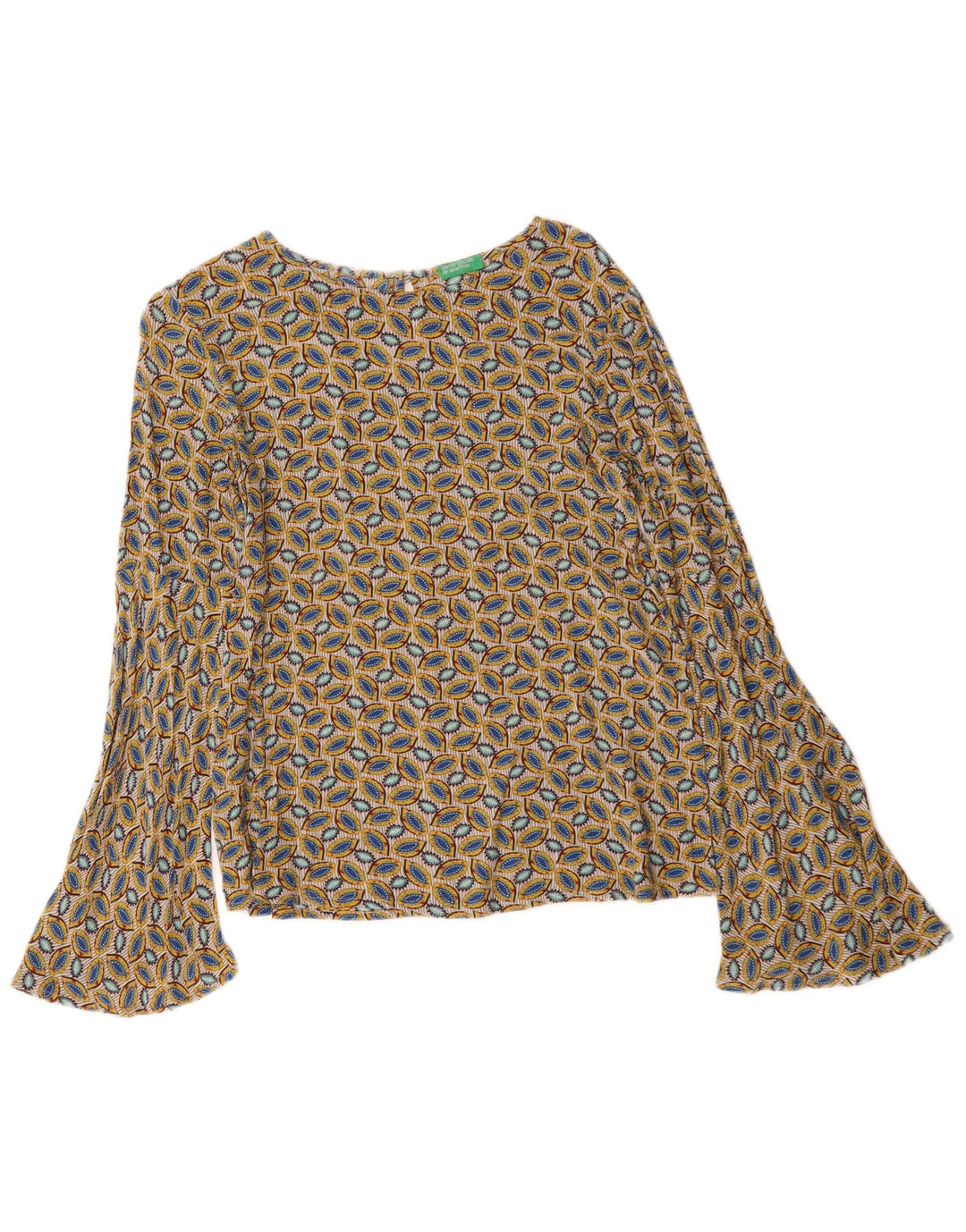 Benetton kvinders abstrakt mønster Loose Fit bluse Top UK 6 XS Multifarvet