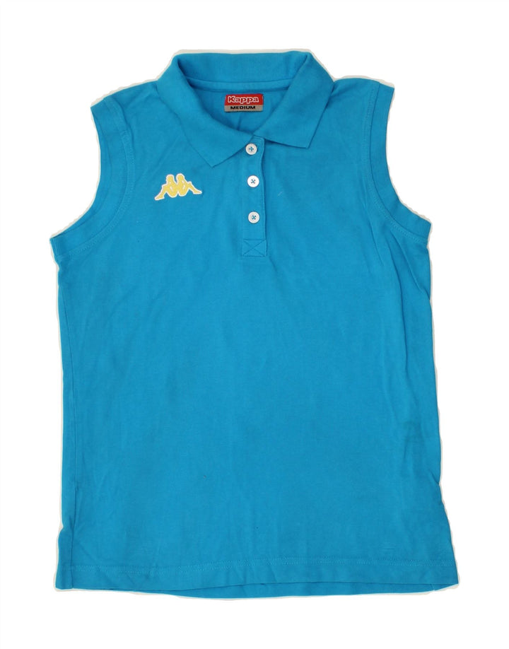 KAPPA Womens Sleeveless Polo Shirt UK 12 Medium Blue Cotton Vintage Kappa and Second-Hand Kappa from Messina Hembry 