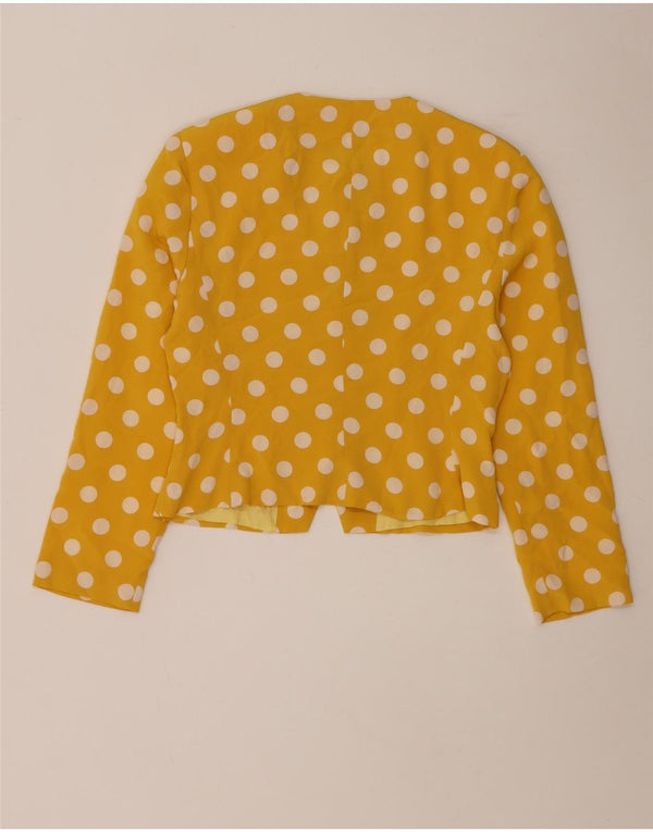Lorena'O Womens Crop 5 Button Blazer Jacket UK 14 Medium Yellow Polka Dot