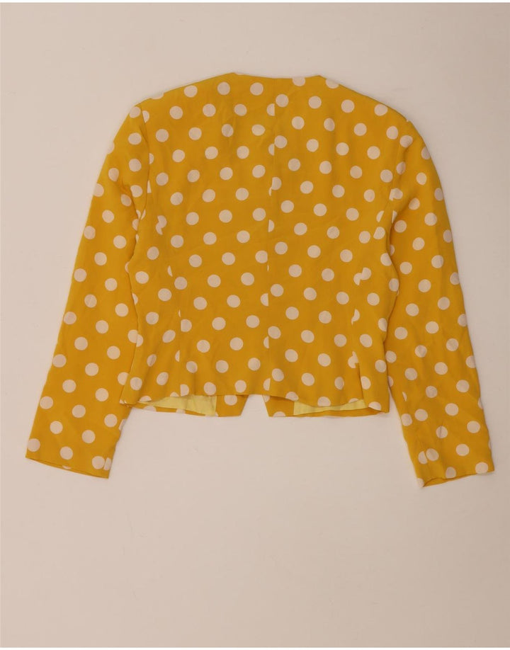 Lorena'O Womens Crop 5-knaps blazerjakke UK 14 Medium Yellow Polka Dot