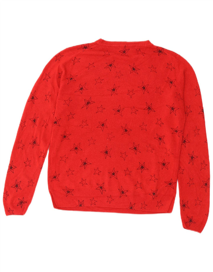 MARKS & SPENCER Dame Boat Neck Jumper Sweater UK 14 Large Red Geometric