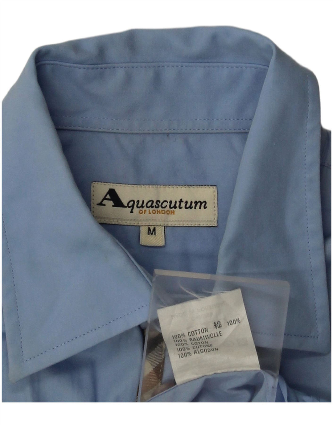 Aquascutum kortærmet herreskjorte mellemblå bomuld