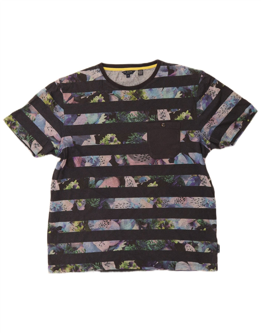 Ted Baker Herre T-Shirt Top Størrelse 4 Stor Marineblå Stribet