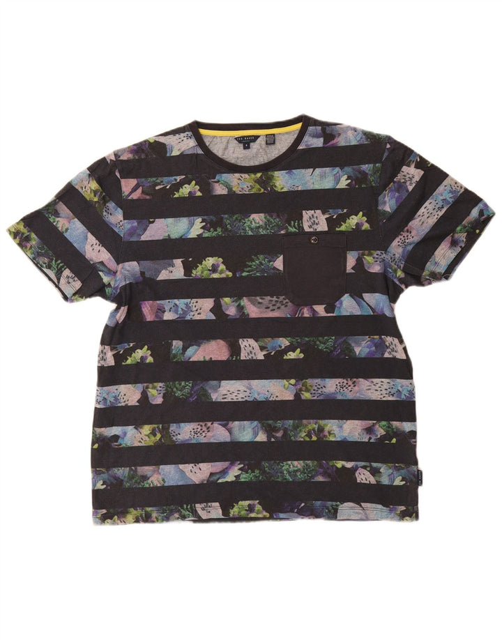 Ted Baker Herre T-Shirt Top Størrelse 4 Stor Marineblå Stribet