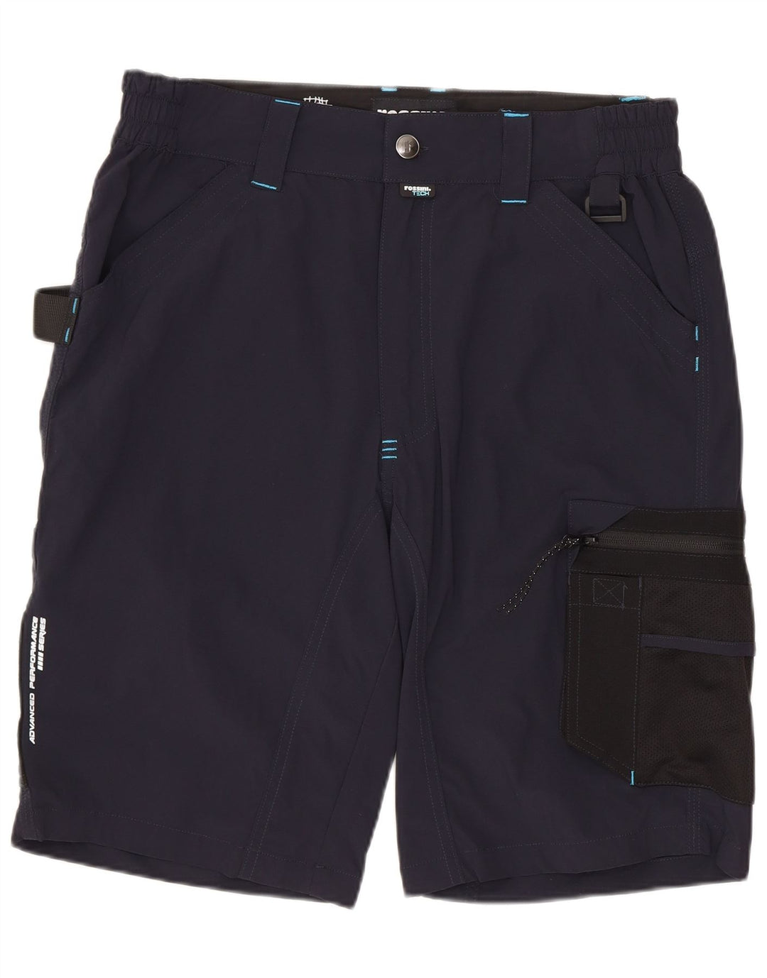 VINTAGE Herre Cargo Shorts Medium W30 Navy Blue Polyamid