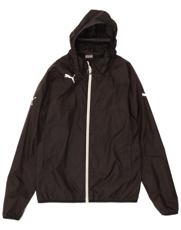 PUMA Mens Hooded Rain Jacket UK 38 Medium Black Nylon