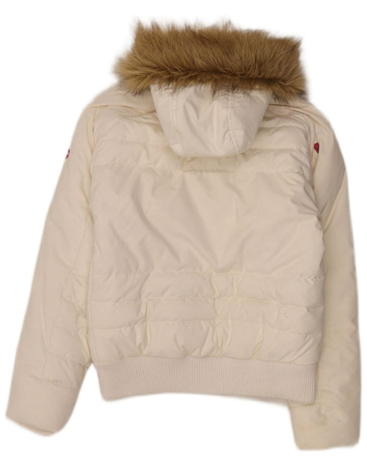 Helly Hansen Dame Hooded Polstret Jakke UK 12 Medium White Nylon