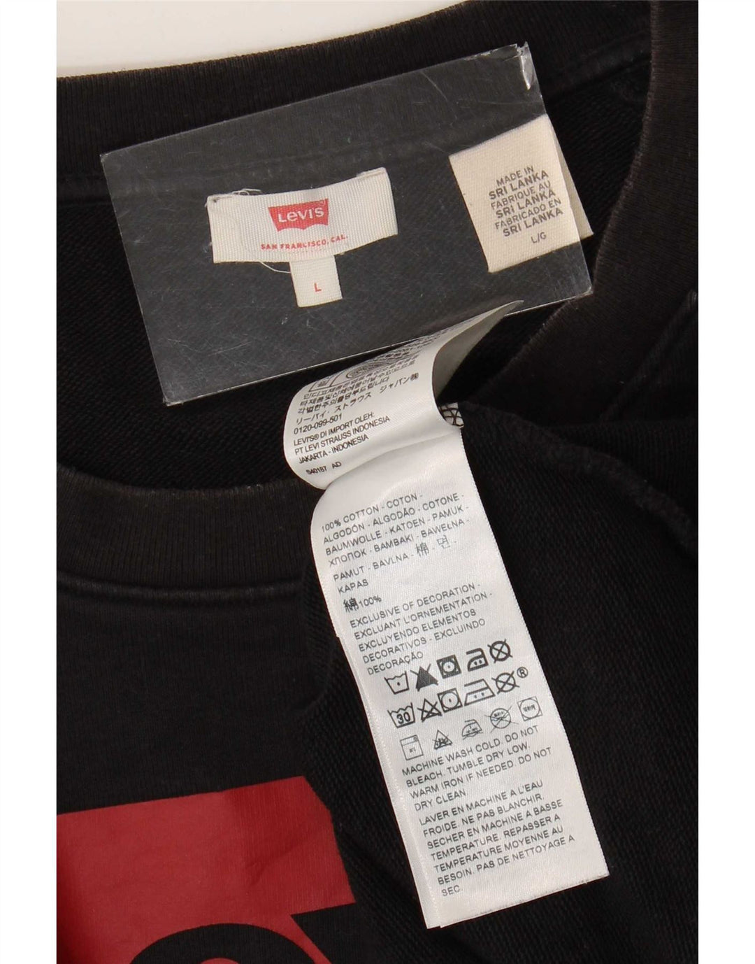 Levi's Dame Grafisk Sweatshirt Jumper UK 16 Stor sort bomuld
