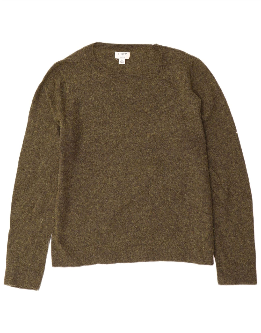 J. CREW Dame Teddie Boat Neck Jumper Sweater UK 16 Large Green Flecked