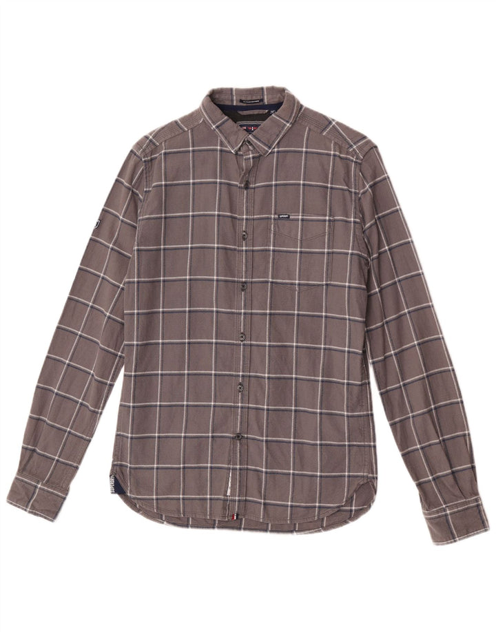 Superdry Flanelskjorte til mænd, lille grå ternet bomuld