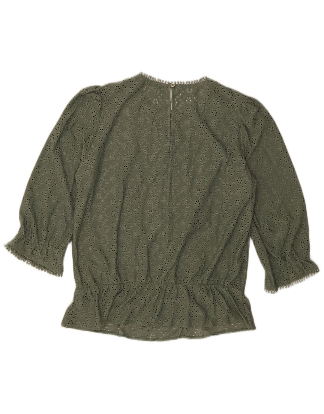 Oasis Dame 3/4 ærmet bluse Top UK 12 Medium Green Polyester