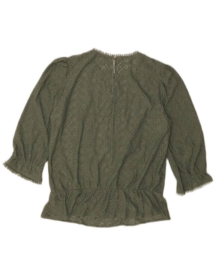 Oasis Dame 3/4 ærmet bluse Top UK 12 Medium Green Polyester