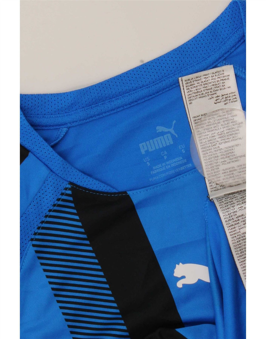 Puma herre T-shirt top lille blå stribet polyester