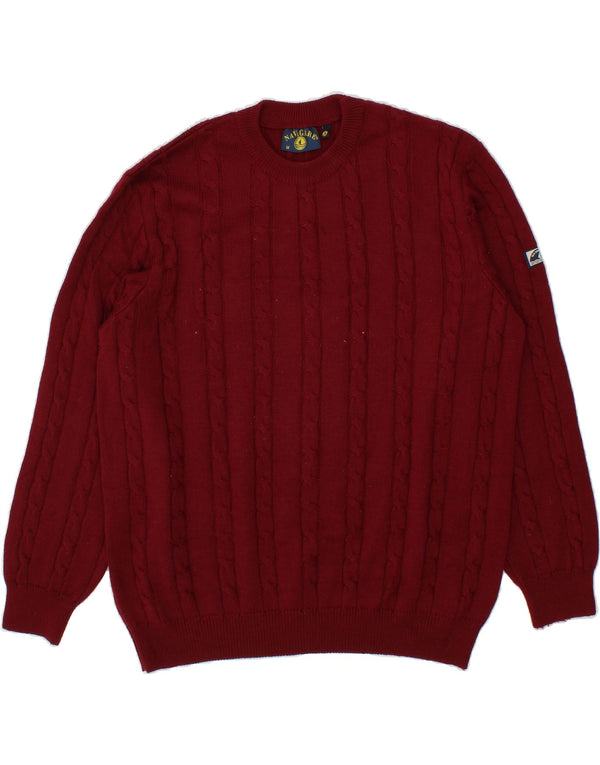 NAVIGARE sweater med rund hals til mænd Medium Bourgogne Merinould