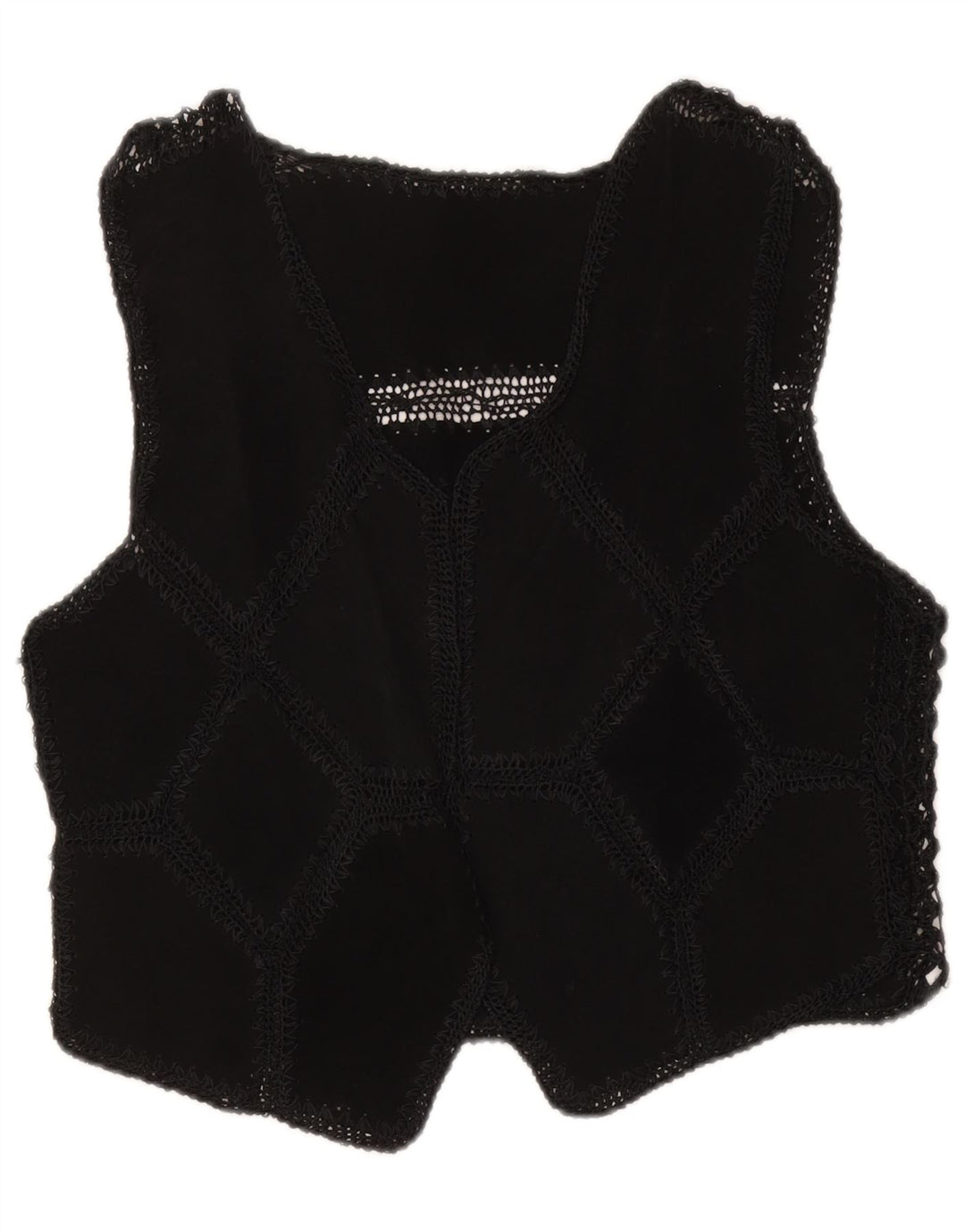 Vintage dame ruskind vest UK 16 Stor sort patchwork