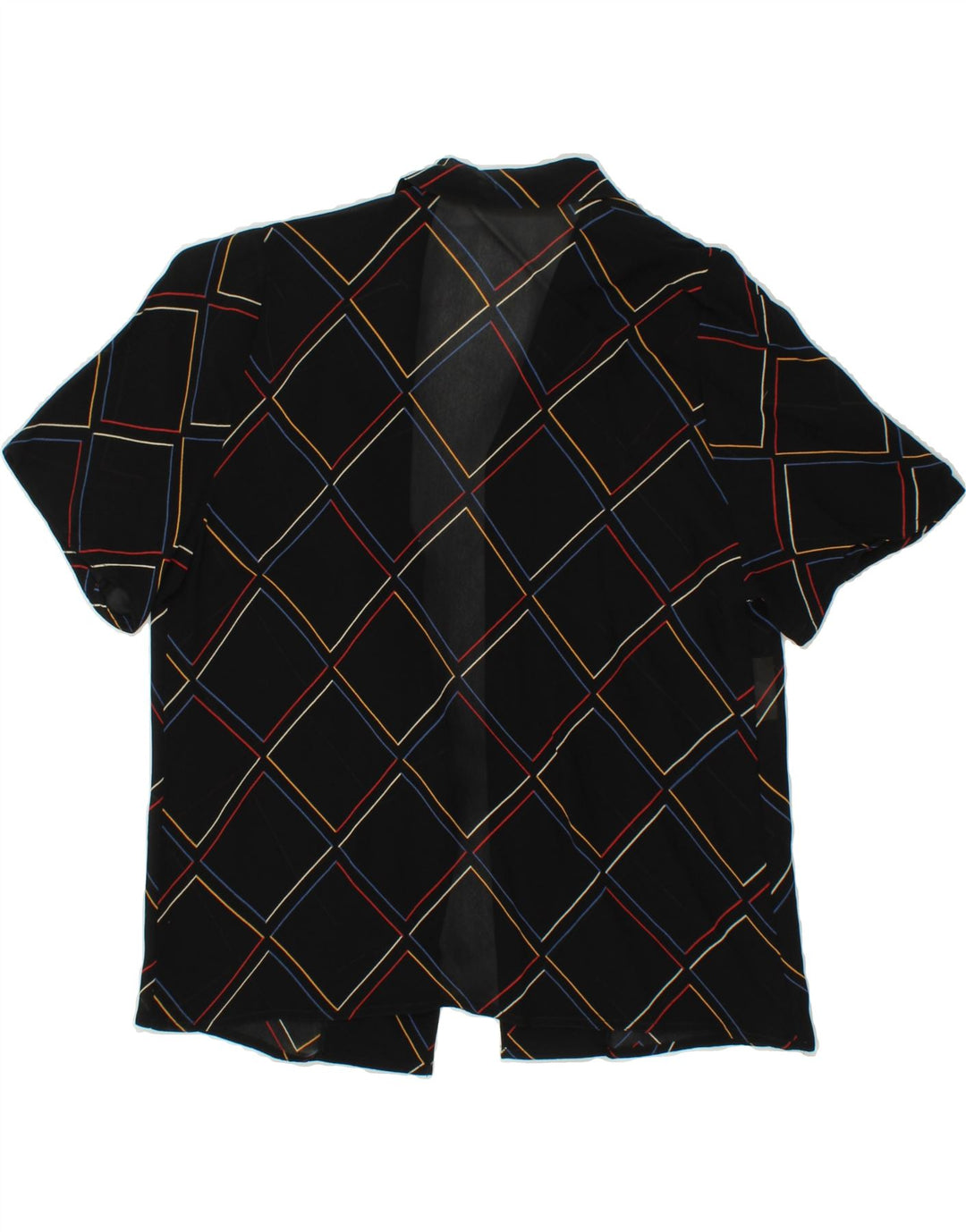 VINTAGE Womens Short Sleeve Cardigan Top UK 14 Medium Black Check Vintage Vintage and Second-Hand Vintage from Messina Hembry 