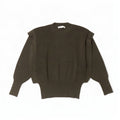 Zara Dame Batwing Crew Neck Jumper Sweater UK 10 Small Khaki Wool