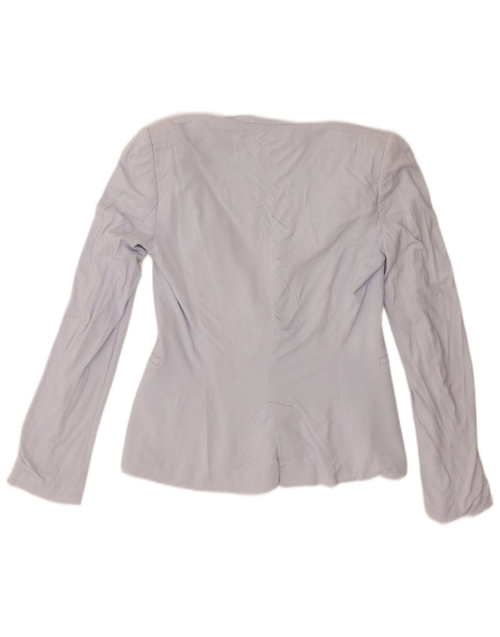 Zara Dame 1 Knap Blazer Jakke UK 10 Lille Blå Bomuld