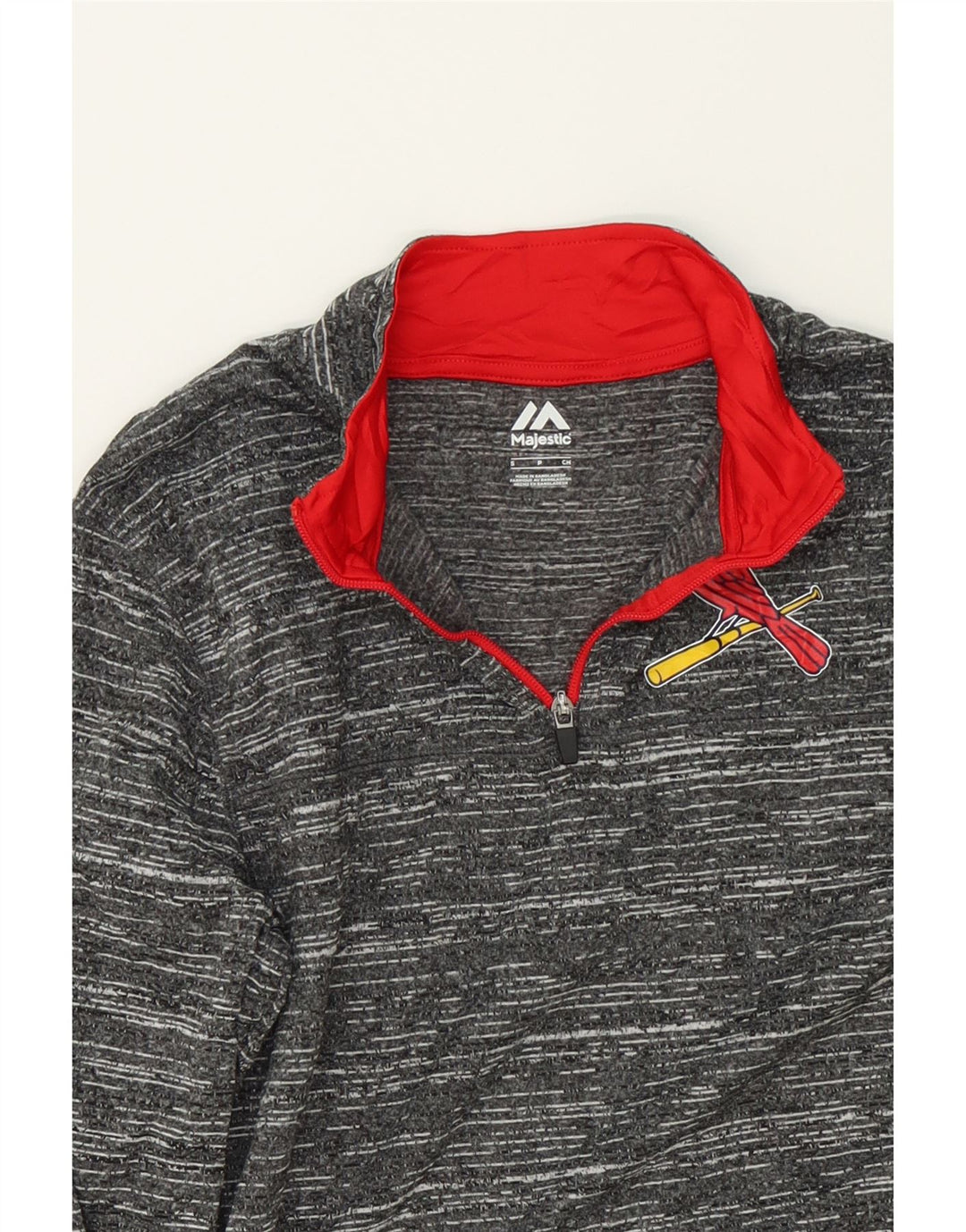 MAJESTIC Mens Zip Neck Pullover Tracksuit Top Small Grey Flecked Polyester Vintage Majestic and Second-Hand Majestic from Messina Hembry 