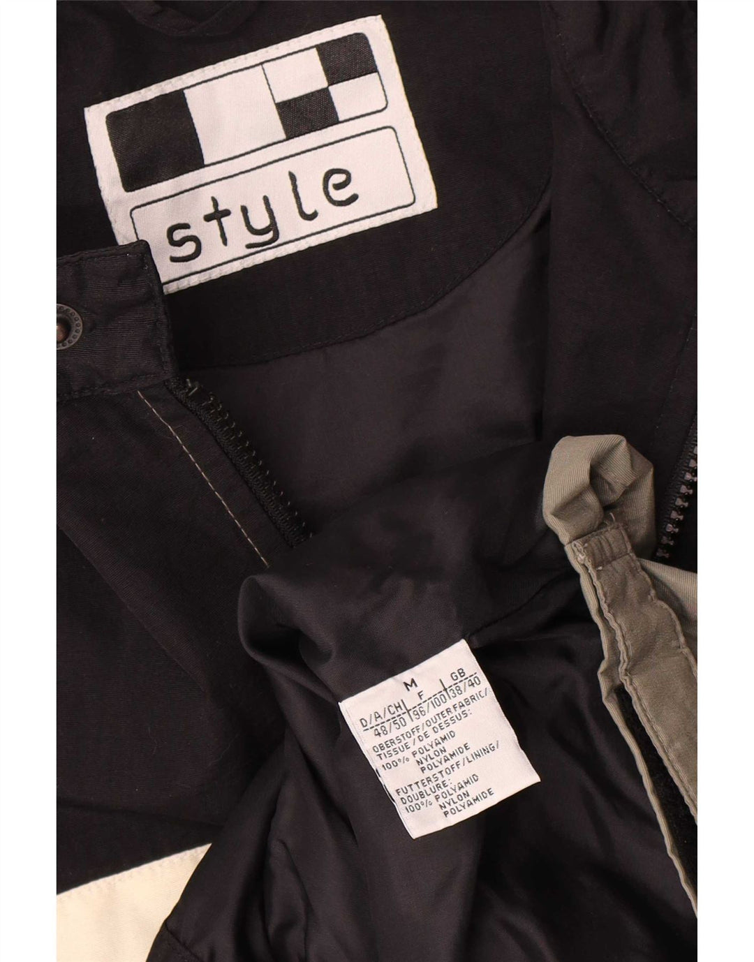 Vintage Herre Windbreaker Jacket UK 38 Medium Grey Colourblock Polyamid