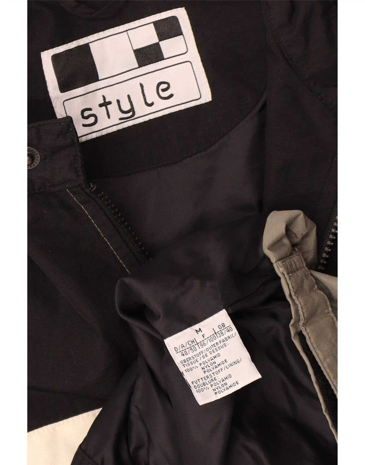 Vintage Herre Windbreaker Jacket UK 38 Medium Grey Colourblock Polyamid