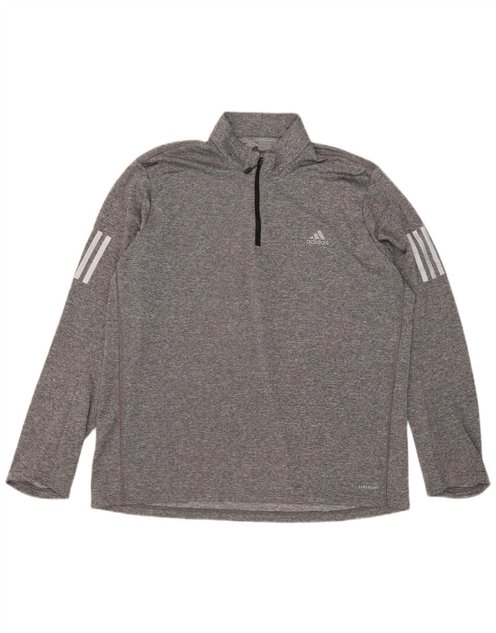 Adidas Herre Aeroready Zip Neck Pullover Træningsdragt Top XL Grå Flecked