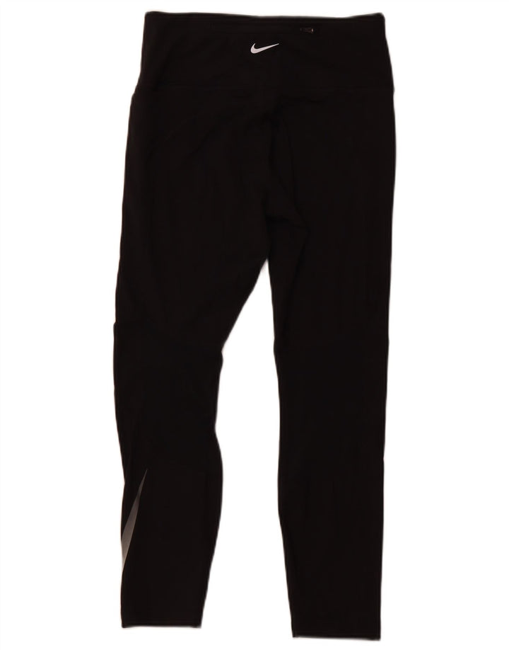 NIKE Womens Dri Fit Crop Leggings UK 12 Medium Black Polyester