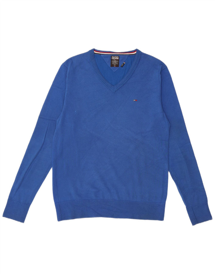 Tommy Hilfiger Herre V-hals sweater Medium Blå Bomuld