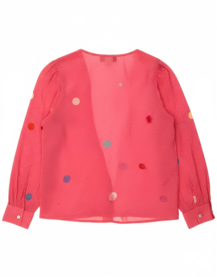 CONFEZIONI Womens Shirt Blouse IT 44 Medium Pink Polka Dot Cotton