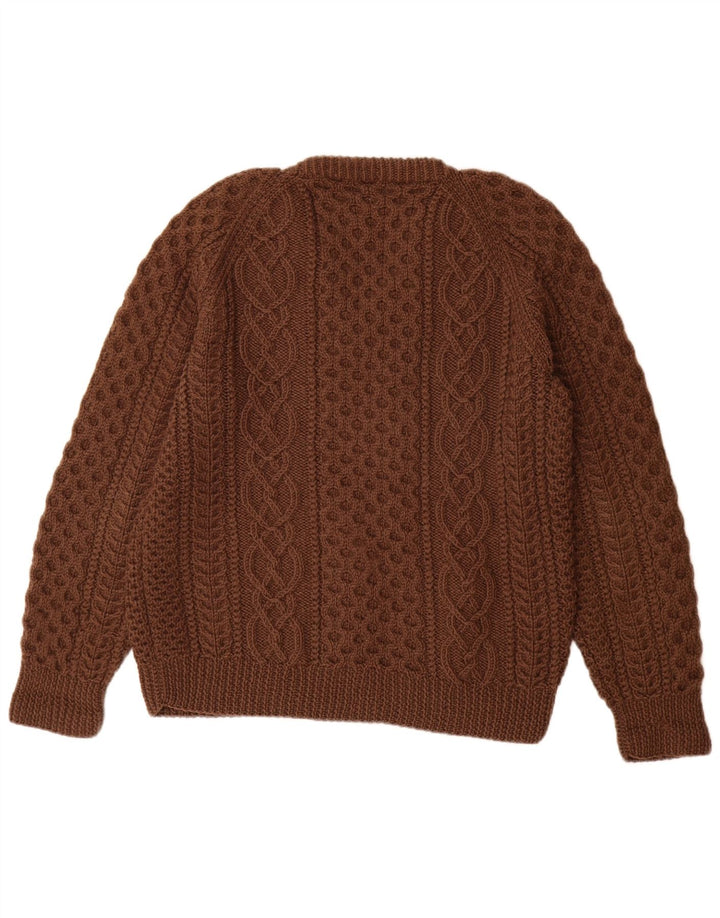 VINTAGE Dame V-hals sweater UK 14 Stor Brun