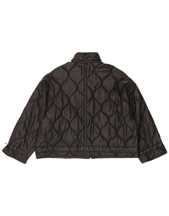 Zara Dame Oversized Quiltet Jakke UK 10 Lille Sort Polyester
