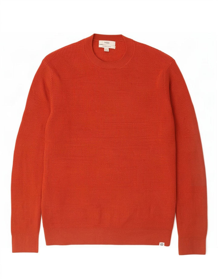Marks & Spencer Herre sweater med rund hals, stor orange polyester