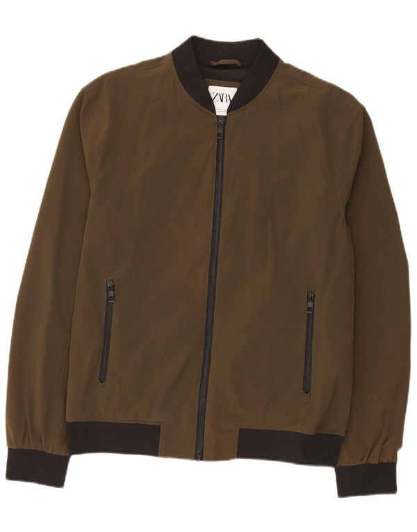 Zara Herre Bomber Jacket UK 40 Large Khaki