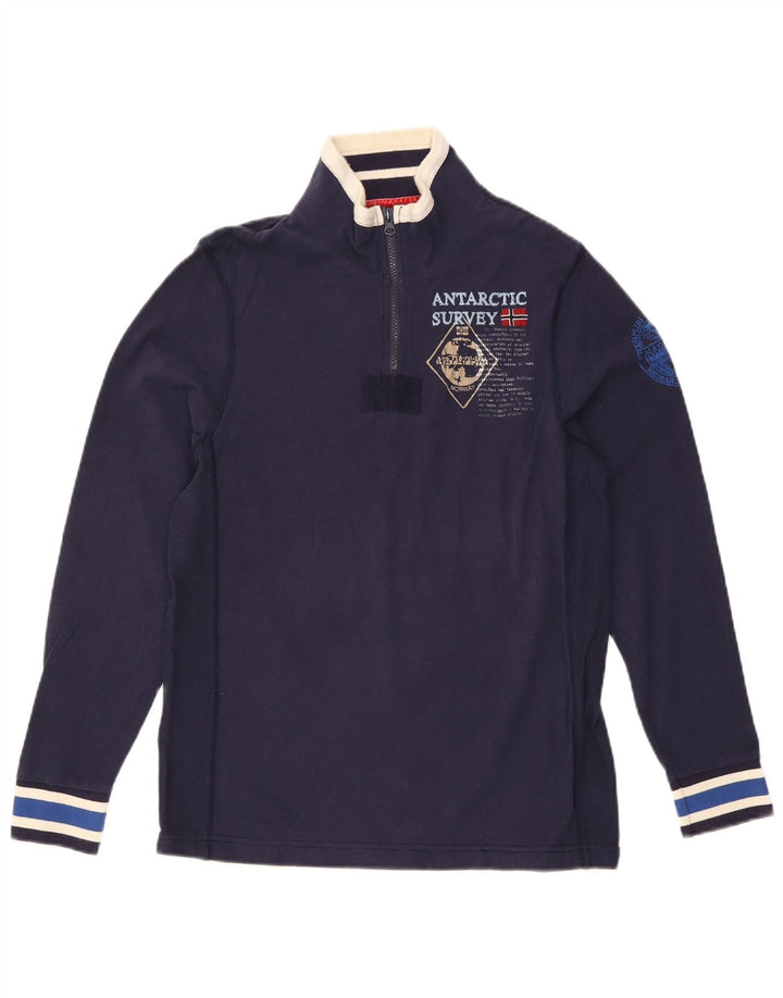 NAPAPIJRI Herre grafisk lynlås-hals sweater Jumper Medium marineblå bomuld