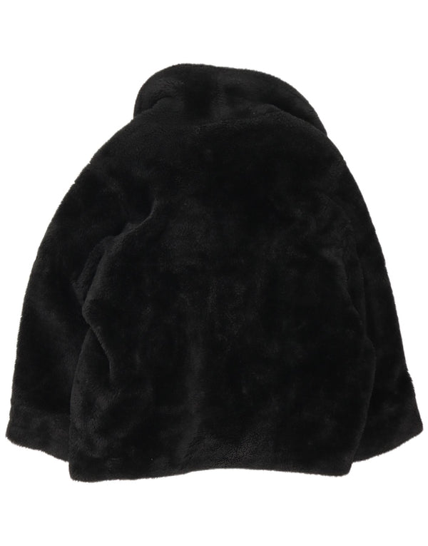 Vintage Womens Loose Fit Faux Fur Coat UK 14 Large Black
