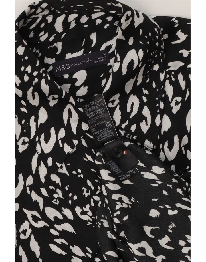 Marks & Spencer Dameskjortebluse UK 12 Medium Black Animal Print