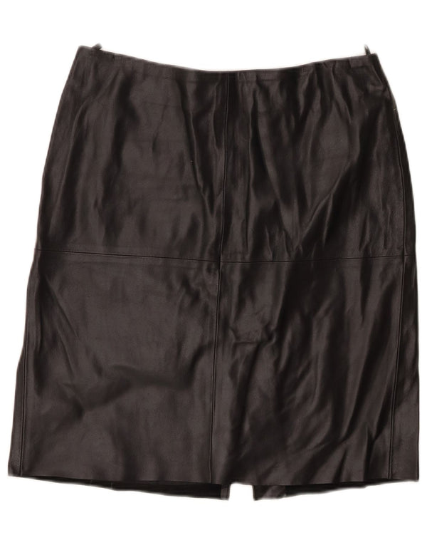 Benetton Womens Leather Skirt IT 44 Medium W30  Black Leather
