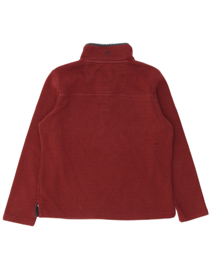 Fat Face Herre Button Neck Sweatshirt Jumper Stor Bourgogne Bomuld
