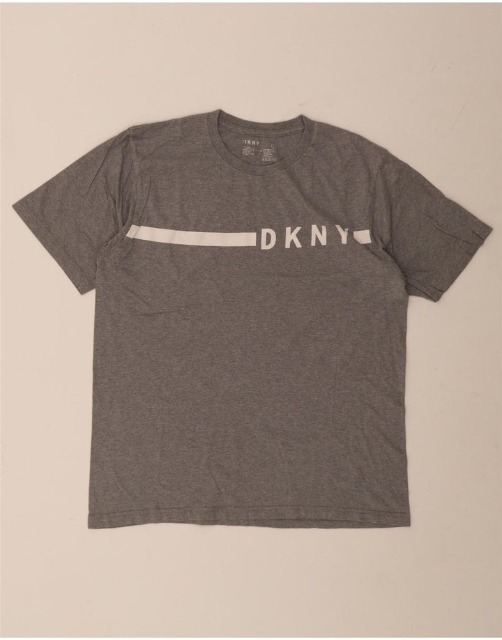 Dkny Herre Grafisk T-Shirt Top Stor Grå Colourblock Bomuld
